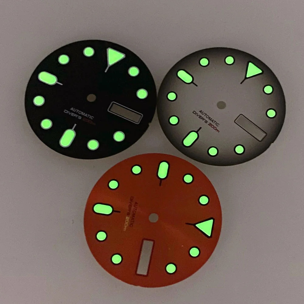 29MM dial for NH36 calendar week green luminous 3/3.8 position SKX007