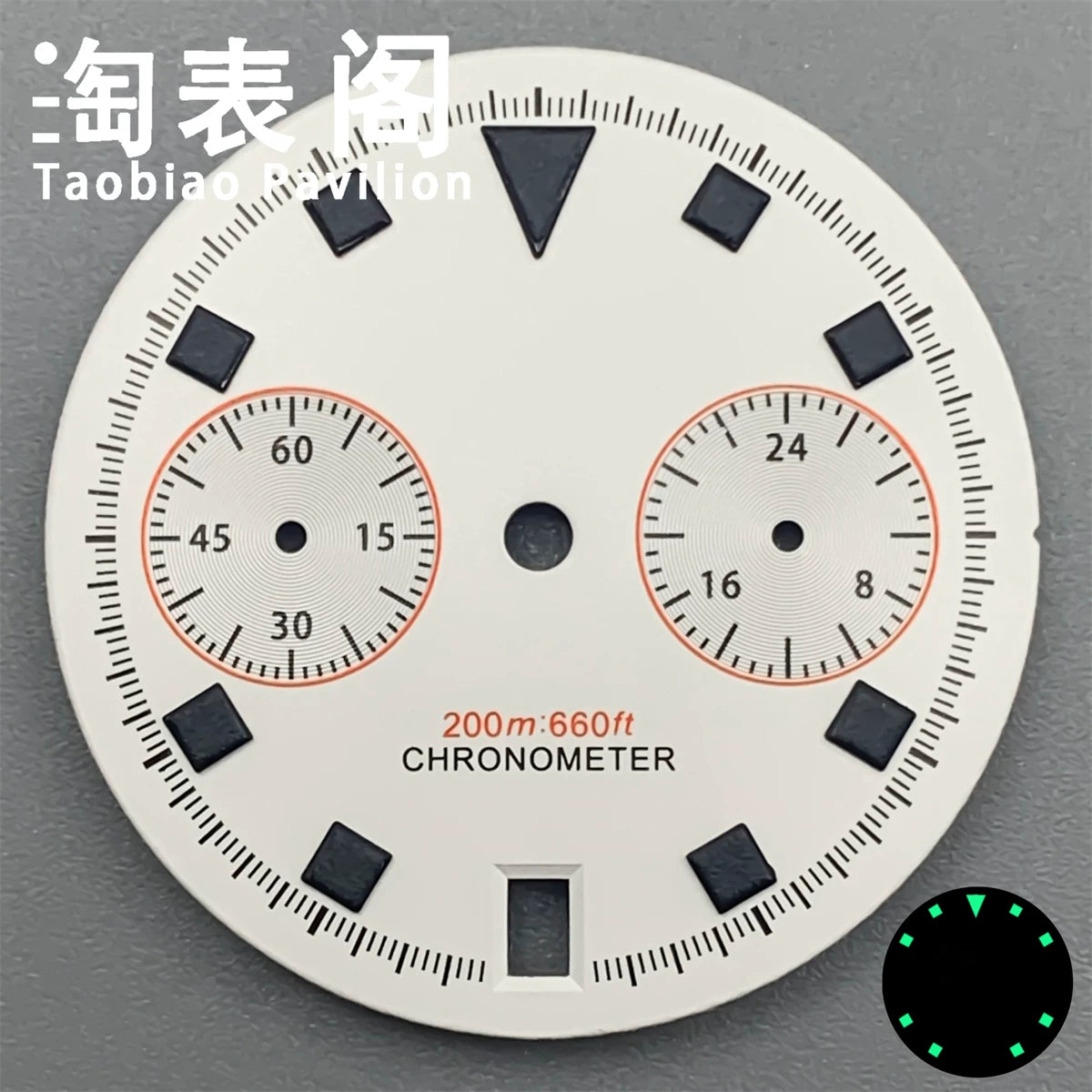 30Mm quartz vk64 dial multi-function chronograph dial snowflake hands 6 o'clock calendar green lume
