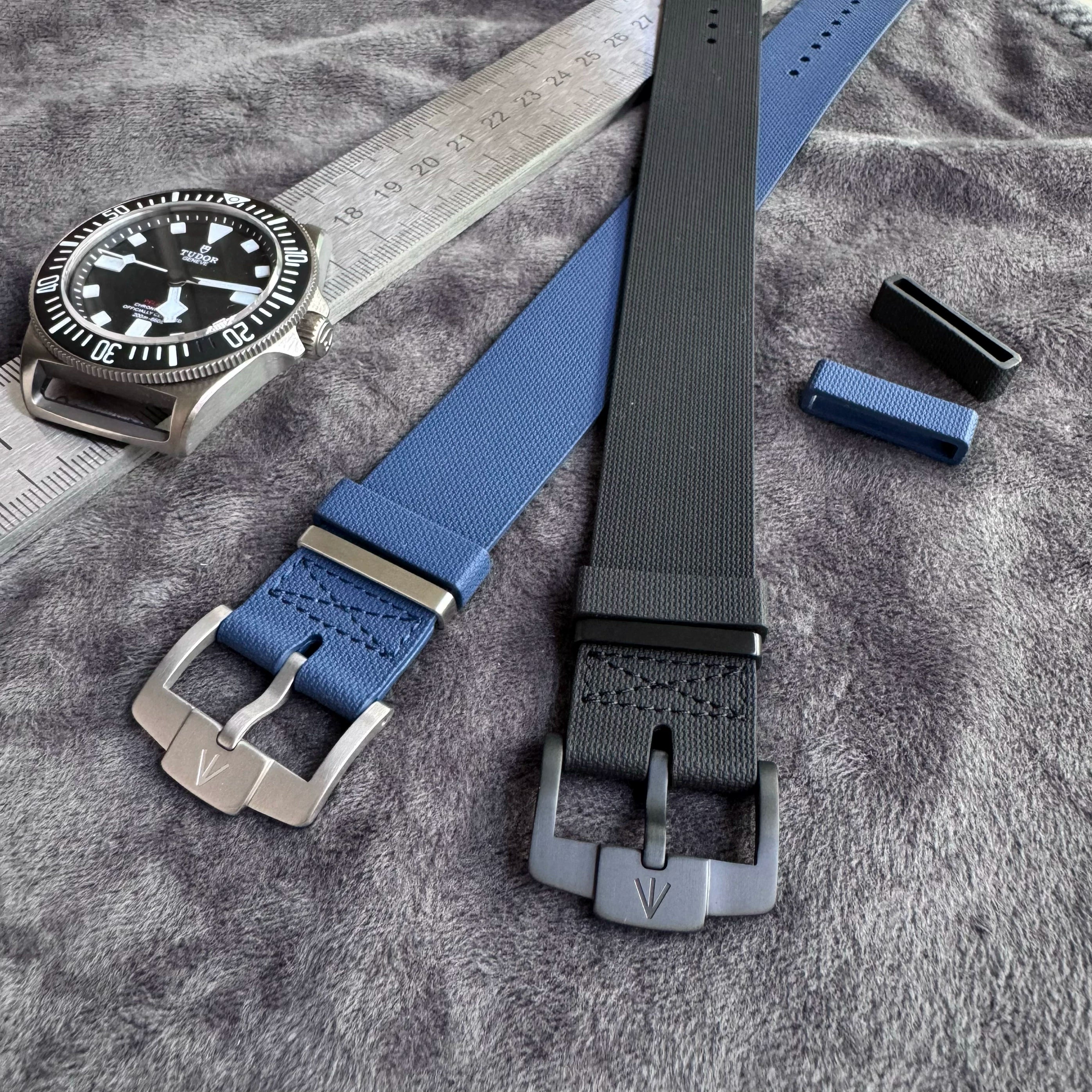 Premium FXD fluorine rubber strap 4 colors with titanium alloy pin buckle 22mm wide Nato Strap