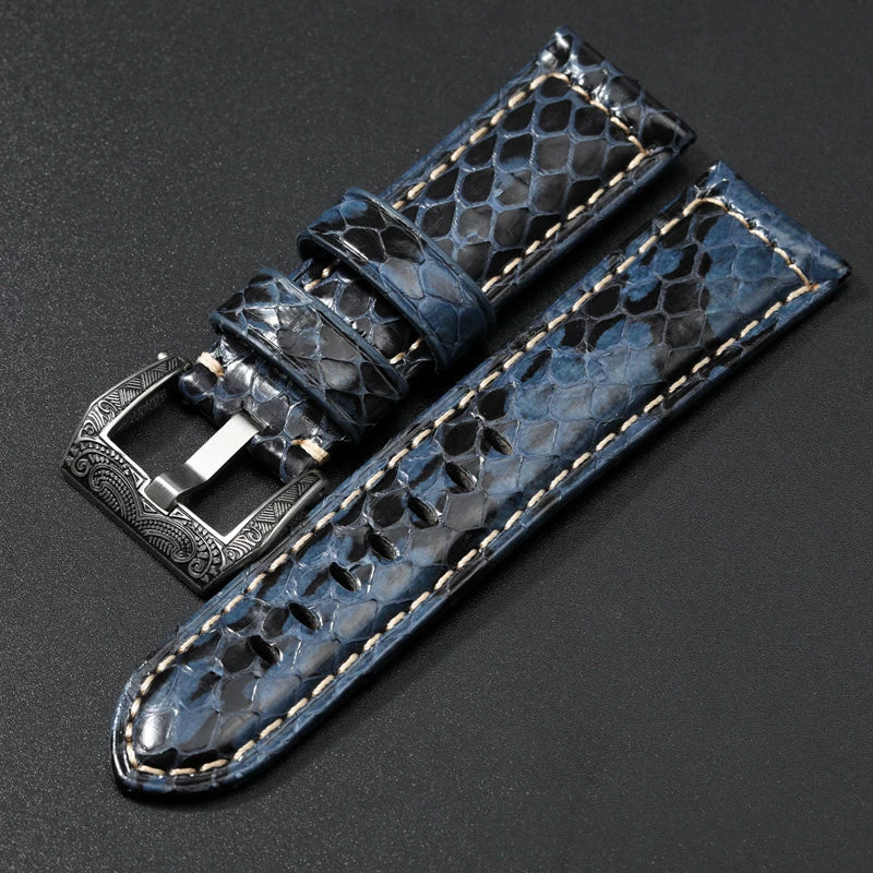 Handmade Snake Leather Strap Skin 20mm 22 24 26MM Textured Genuine Leather band