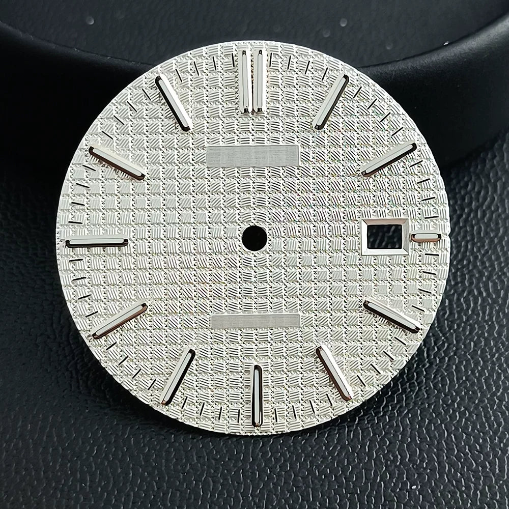31.8mm Waffle Watch Dial no logo Sterile Green luminous for NH35/NH36 custom logo Available Prx