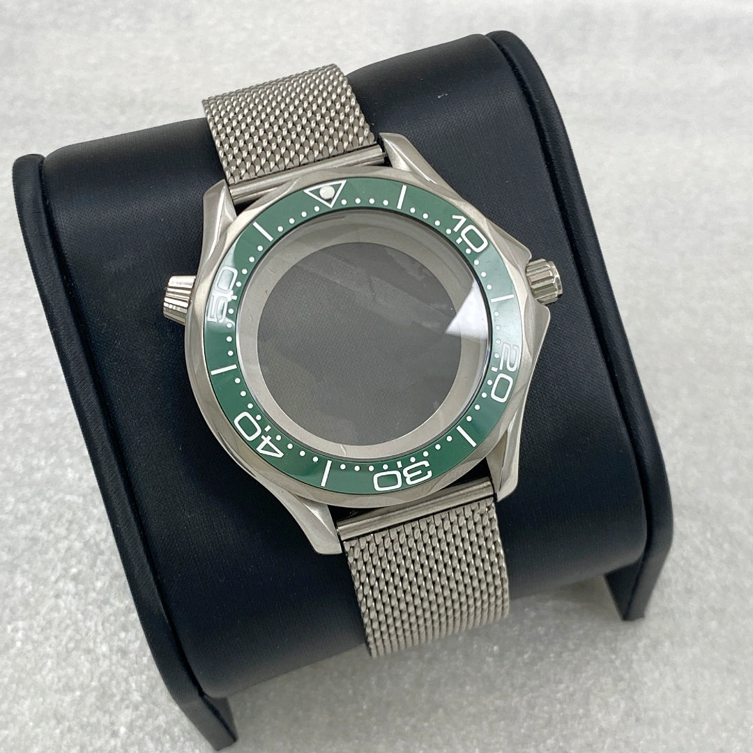 41mm改造シーマスター300ケースメッシュベルトサファイアガラスNH35ムーブメントに適合ステンレススチールケース