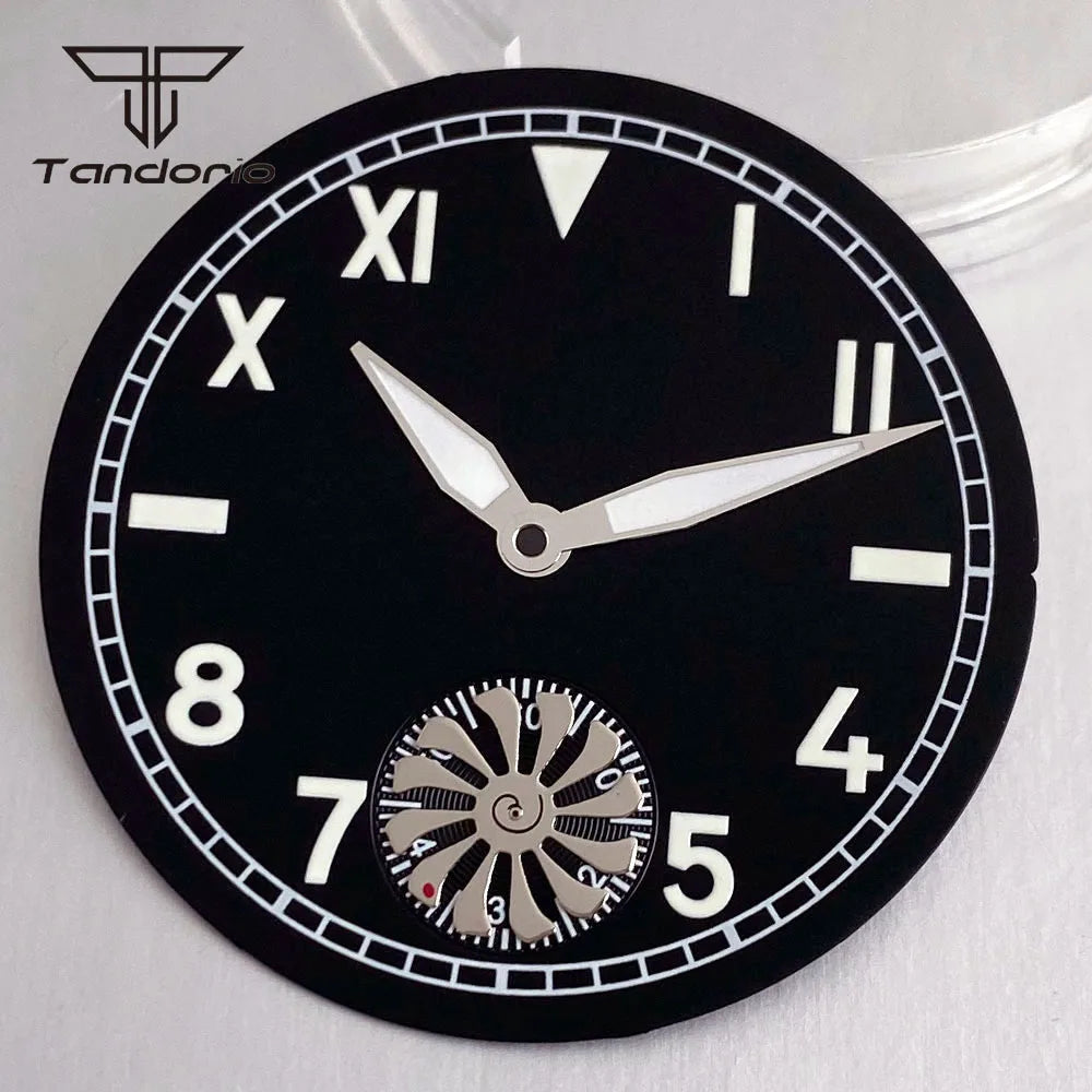 ETA6498 Watch case ST3621 42mm Manual Winding Pilot+37mm Dial Set Sapphire Transparent Back 5ATM