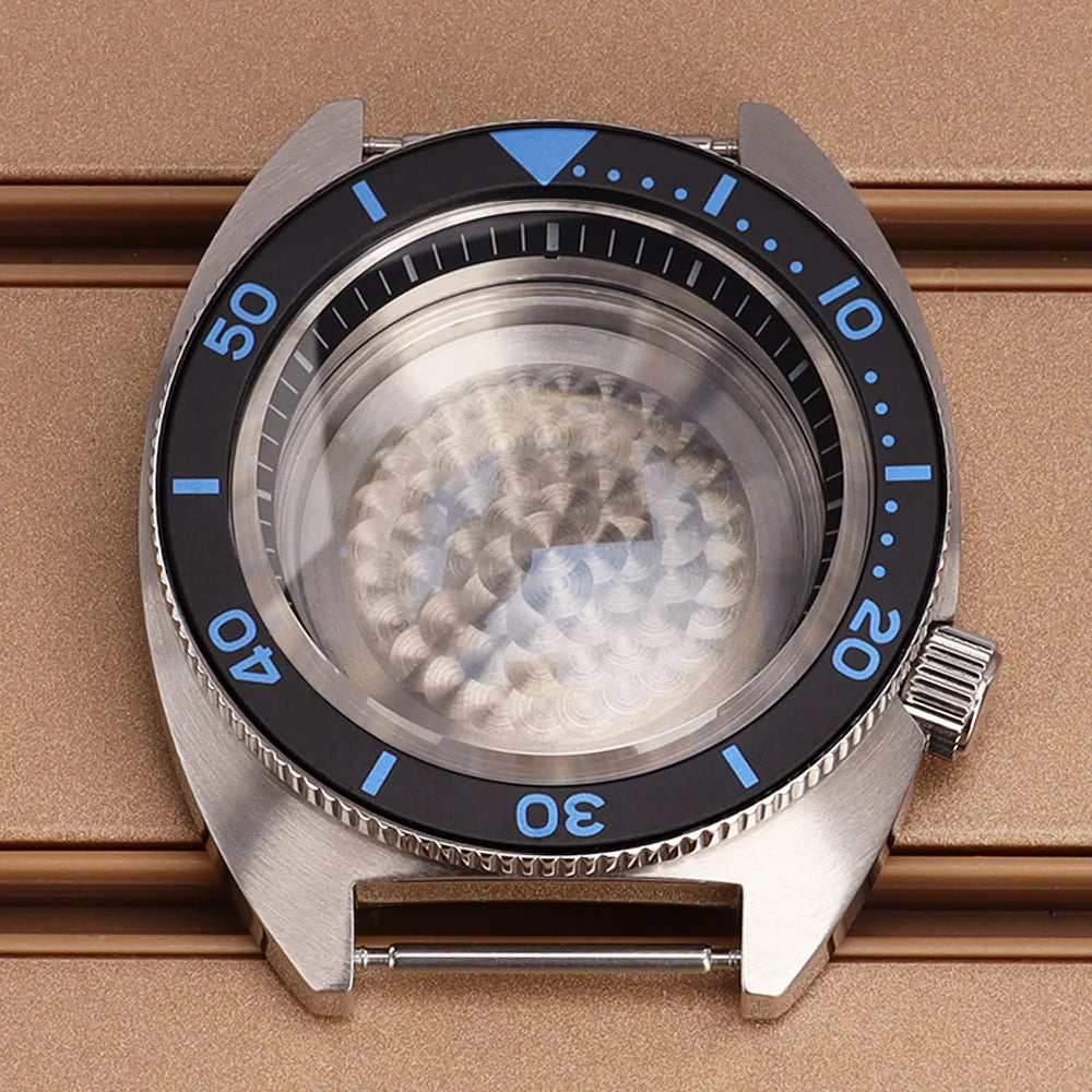 41mm Mod Turtle Watch Case Sapphire Glass Waterproof For Abalone/tuna mouth Captain Willard TMI NH35 NH36 NH38 4R Movement Stainless Steel Watch Accessories