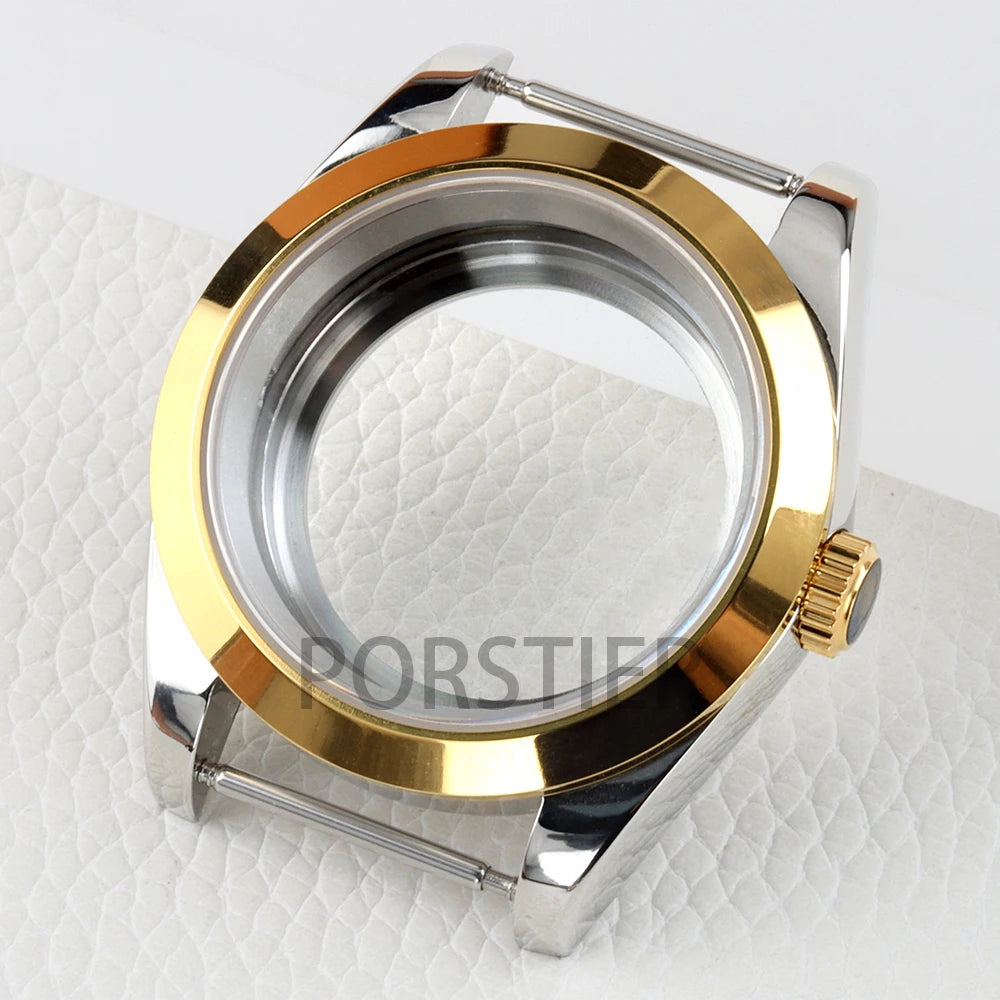 Smooth Bezel Two Tone Gold 36/39mm NH35 Watch Case 20mm Solid 316L Stainless Steel Jubilee/Oyster Strap for Datejust NH35 NH36 Movement 28.5mm Dial 10bar