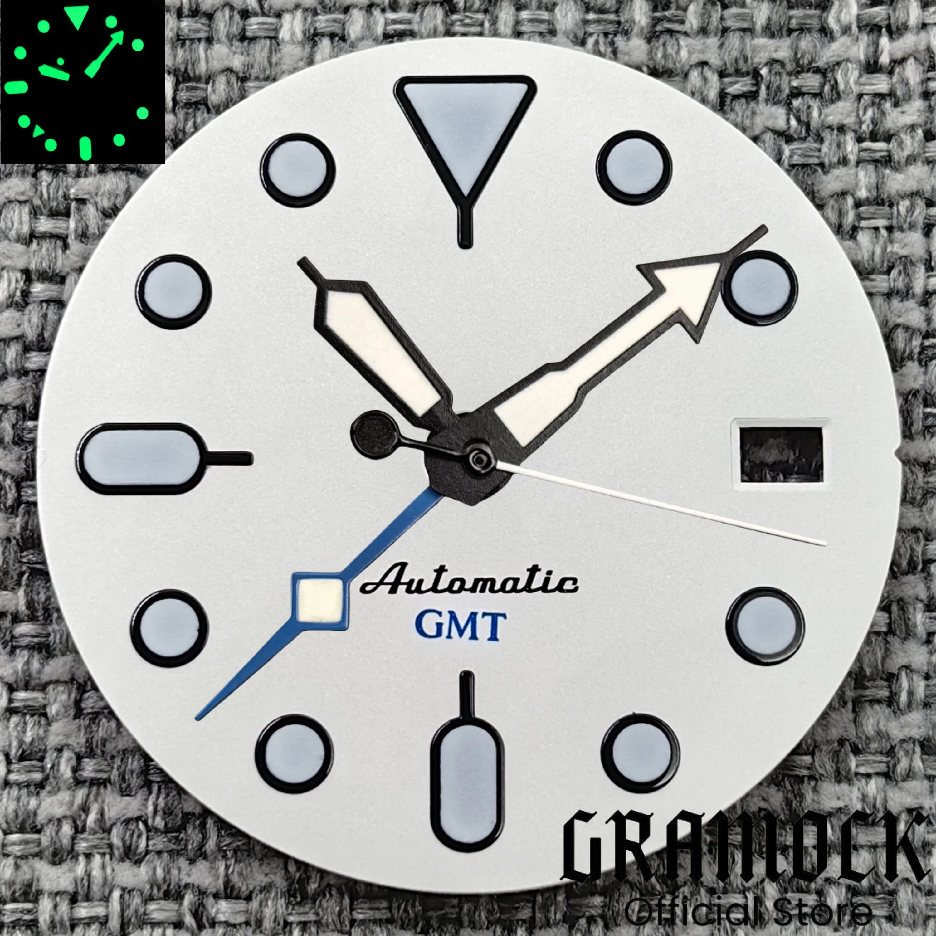 29mm Blue Red Black Orange GMT NH34 White Glossy Dial With Hands C3 Lume Fit NH34 Mechanical Watch Modified Accessories