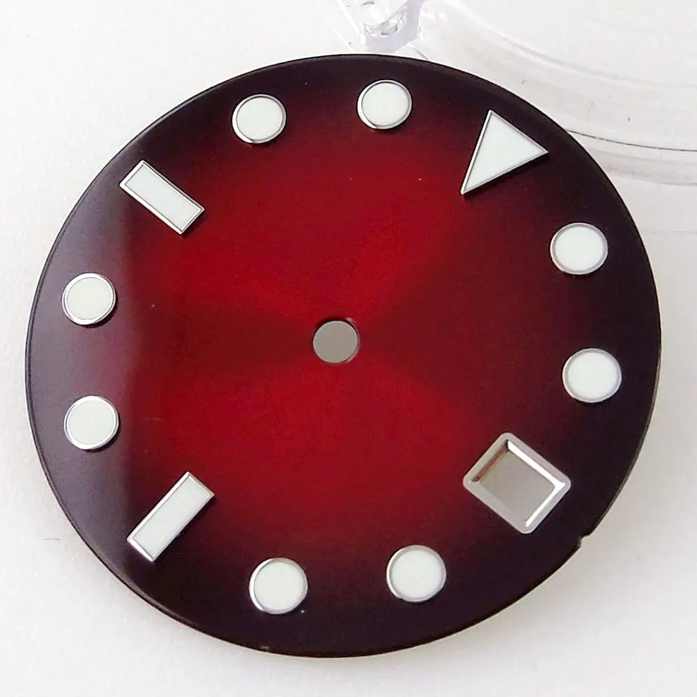 Gradient Sunburst Watch Dial Hands Nologo 29mm Green Luminous Fit NH35 NH36 ETA2824 Miyota DG2813 SW200 PT5000