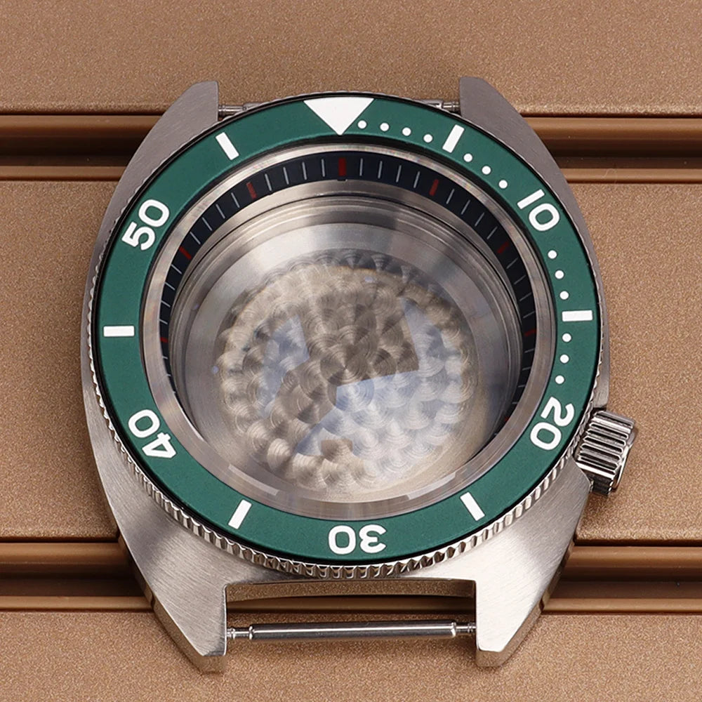 41mm Mod Turtle Watch Case Sapphire Glass Waterproof For Abalone/tuna mouth Captain Willard TMI NH35 NH36 NH38 4R Movement Stainless Steel Watch Accessories