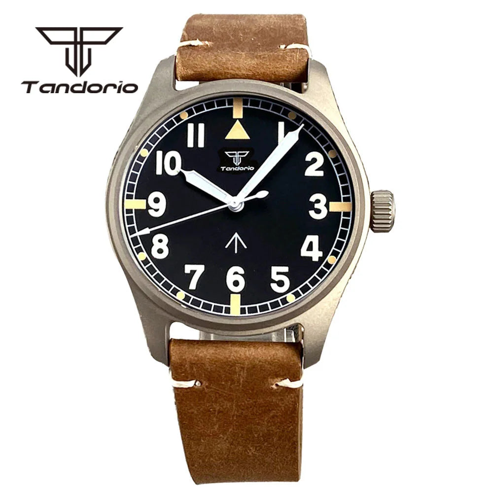 Tandorio 39mm Titanium 200m Pilot Automatic Sapphire NH35 TD142