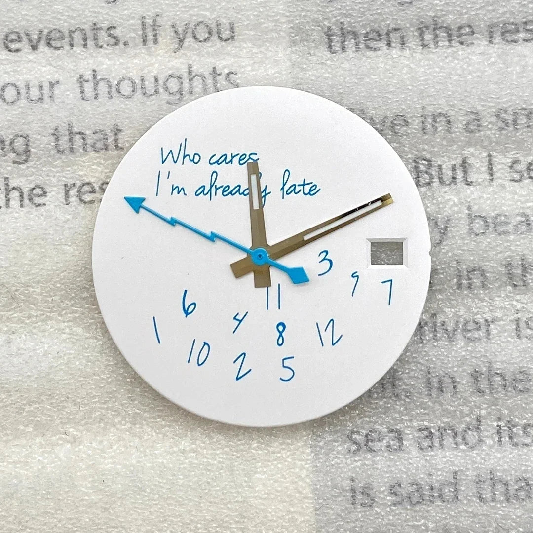 New Log Modified Watch Face 28.5mm DIY Watch Dial Fits NH35/4R36 Movement Who Cares Lt's Already Late Watch Accessories