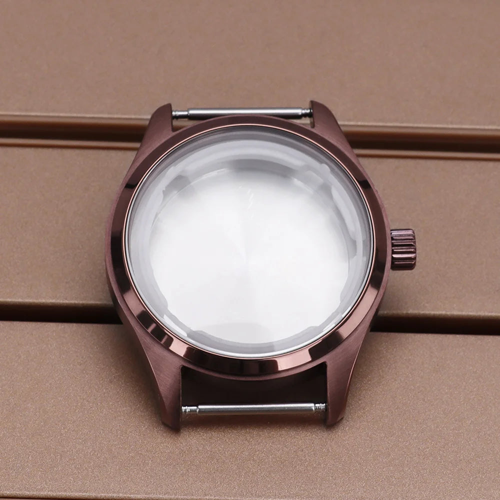 40mm Pilot Watch Case Brushed Design 316L Stainless Steel For Seiko NH35 NH36 NH34/38 Movement 10ATM Watch Parts