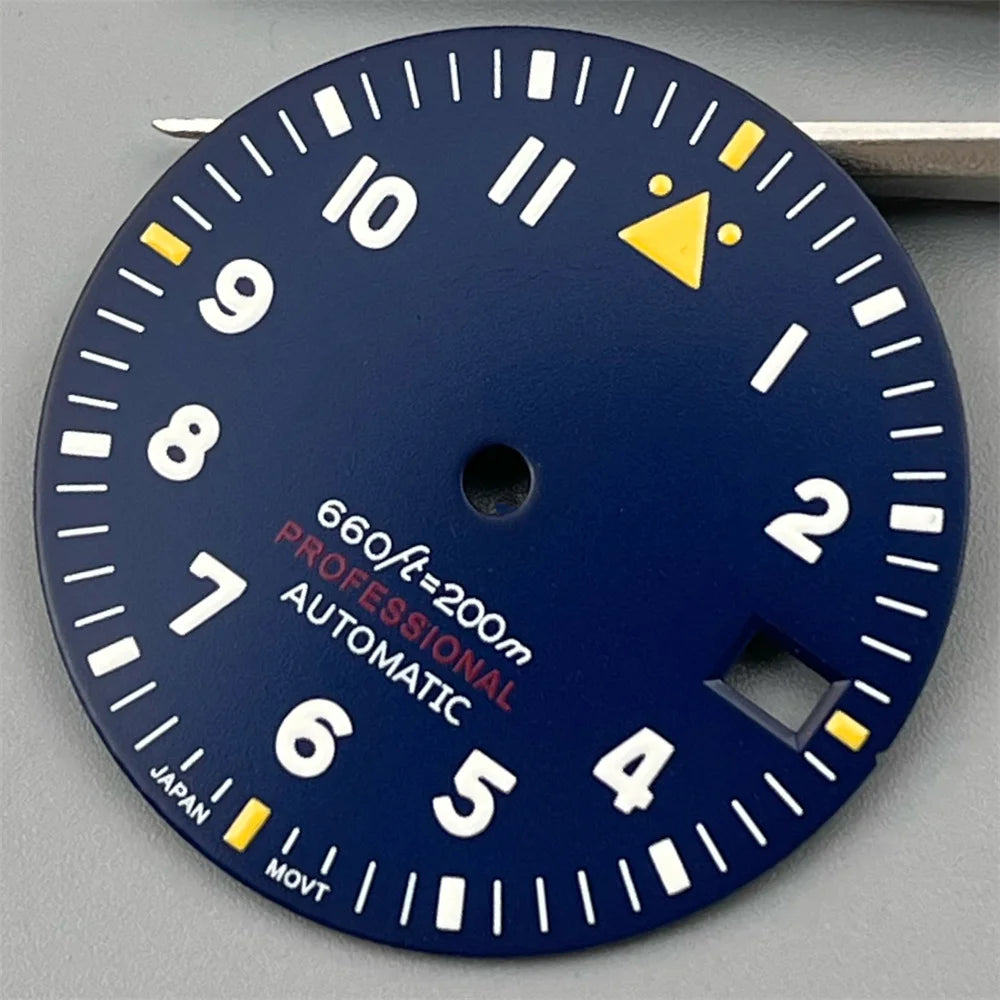 Watch Dial 29mm Pilot Style Black Green White Dial C3 Green Luminous Fit NH35 NH36 ETA2824 2836 PT5000 MIYOTA DG Movement