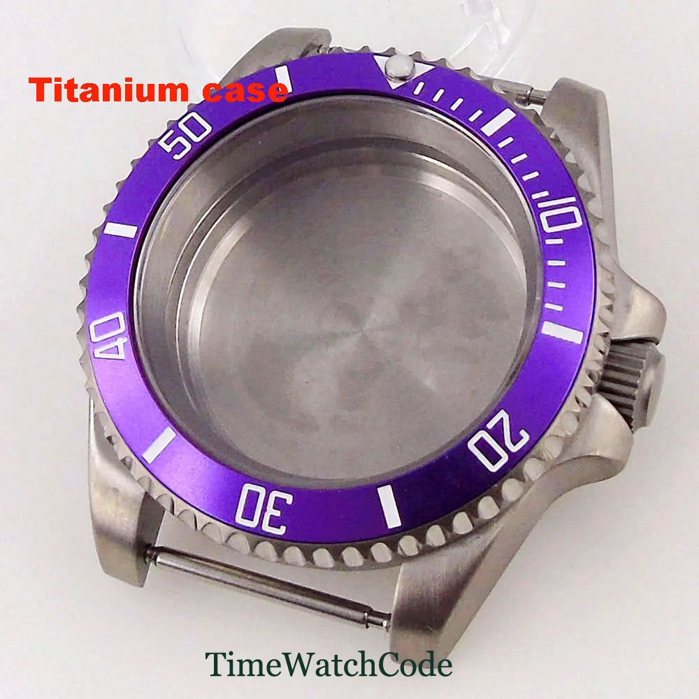 Titanium Watch Case 40mm Sub Diver  200m Waterproof Fit for NH35 NH36 ETA2824 PT5000 Antiallergry Sapphire Crystal Screw-in Crown