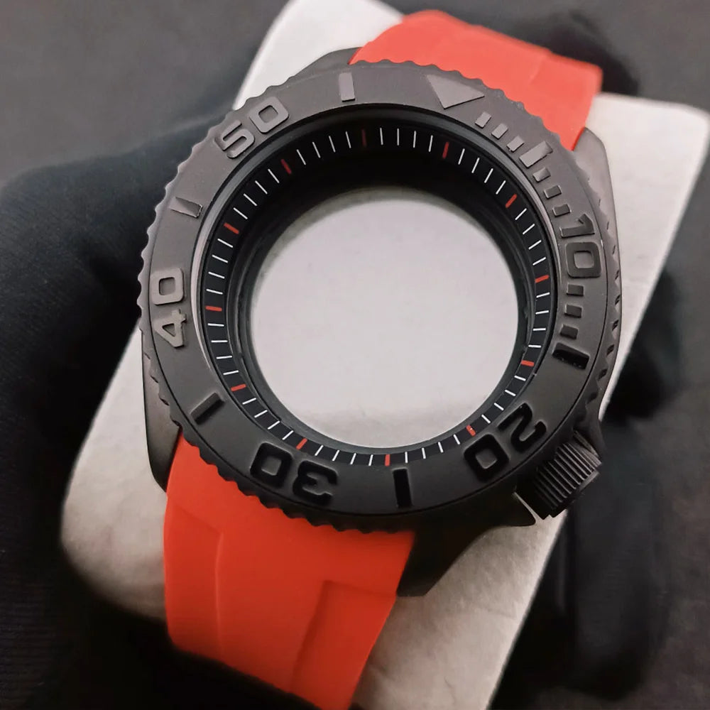 NH35 Case 42mm High-quality Yacht Master Steel Black Case NH35 NH36 Movement Case Watch Accessories Sapphire Glass 22mm Band