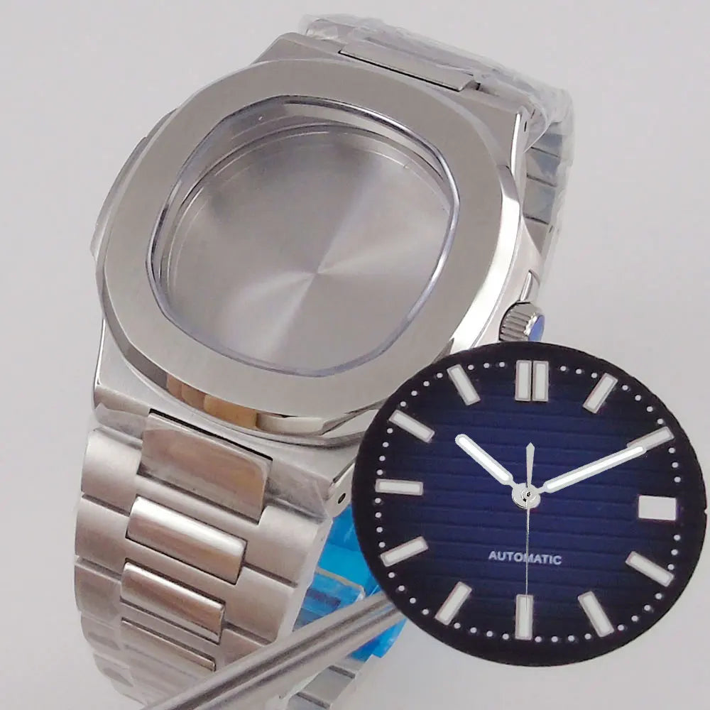 Square Watch Case fit for Philippe Nautilus 40mm Japan NH35A NH34 NH70 Movement Sapphire Glass Watch Parts