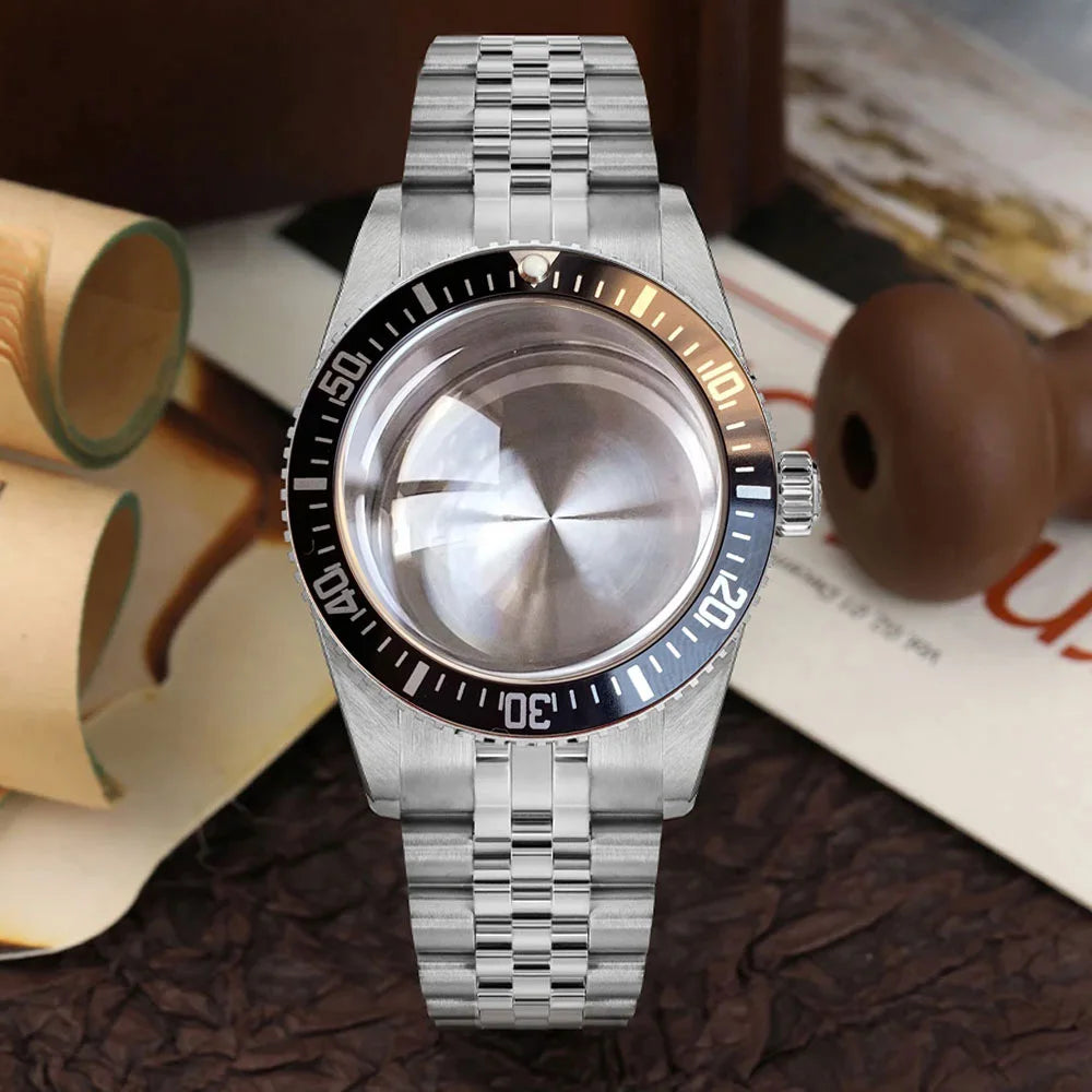 38mm Diver Watch Case GMT Case Stainless Steel Brushed 200M Fit NH34 GMT NH35 Domed Sapphire Glass Alloy Insert 120 Click Bezel