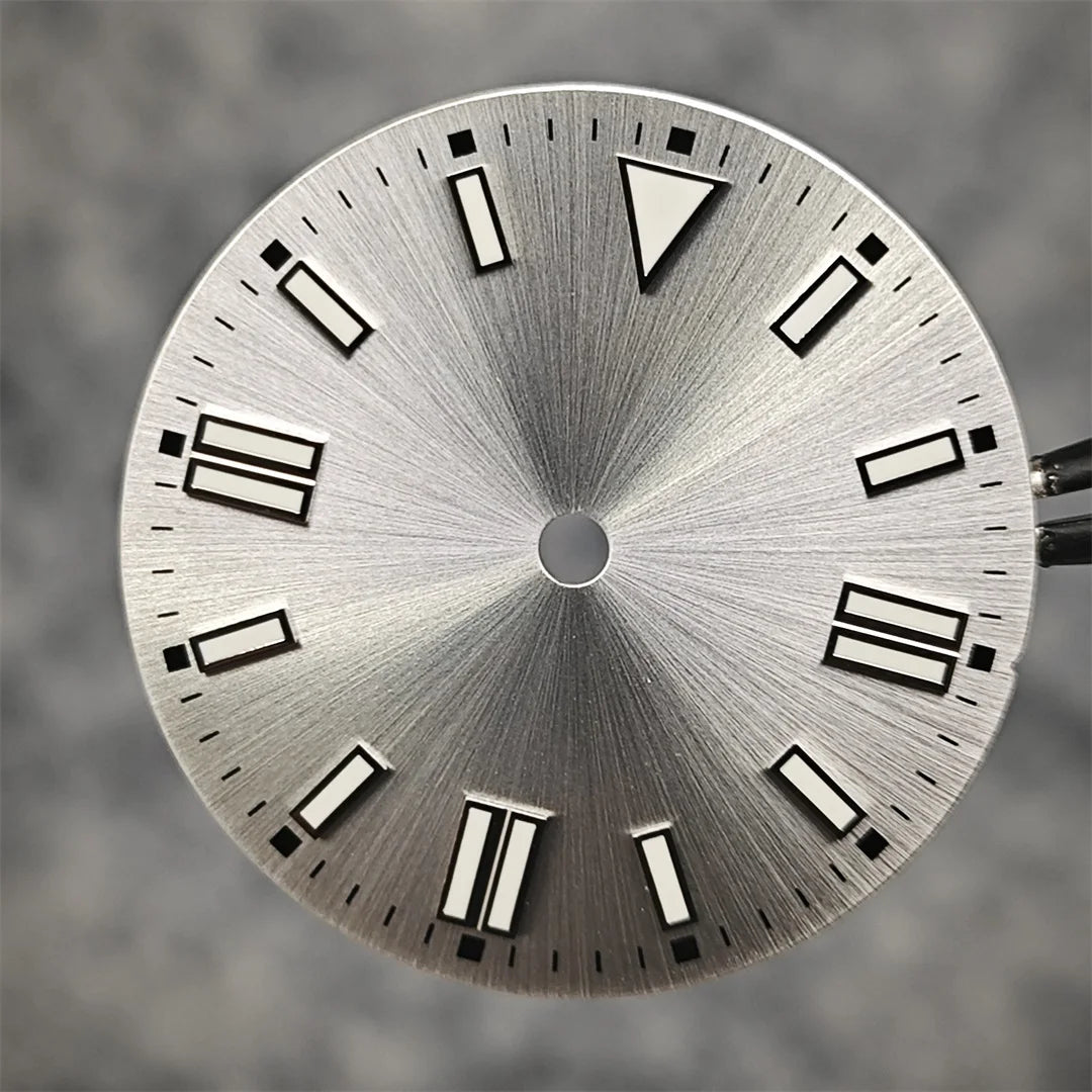 28.5mm Watch Dial Sunray Texture Dial Double Strips Nails Green Luminous Watch Faces for NH35/ 8215/ 2813/ 2836 Movements