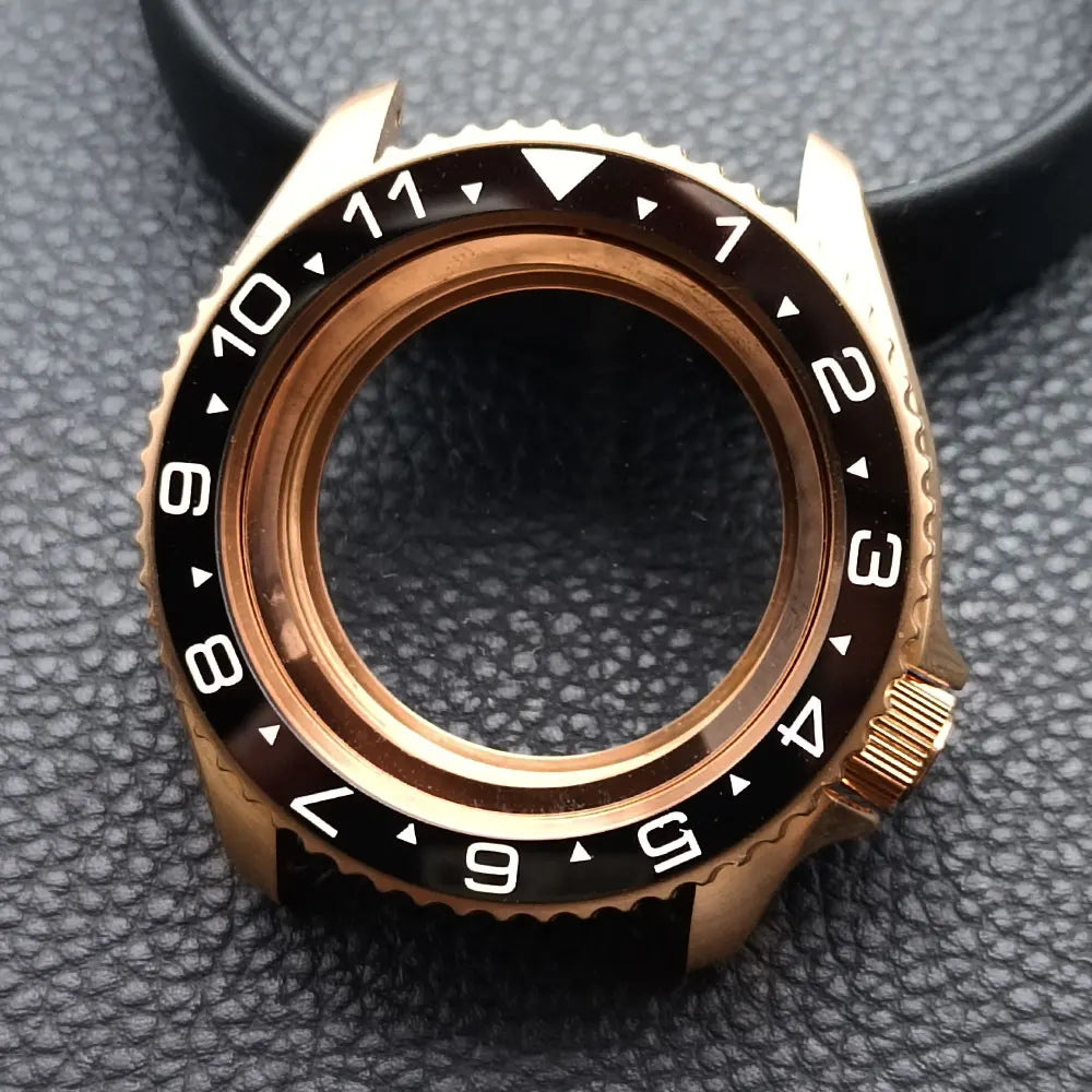 Gold Skx007 Case Mod For NH35 42mm 316 Rose Gold Steel Case Fit NH35 NH36 Movement/Dial Case Plane Sapphire Glass 22mm Strap Watch Box