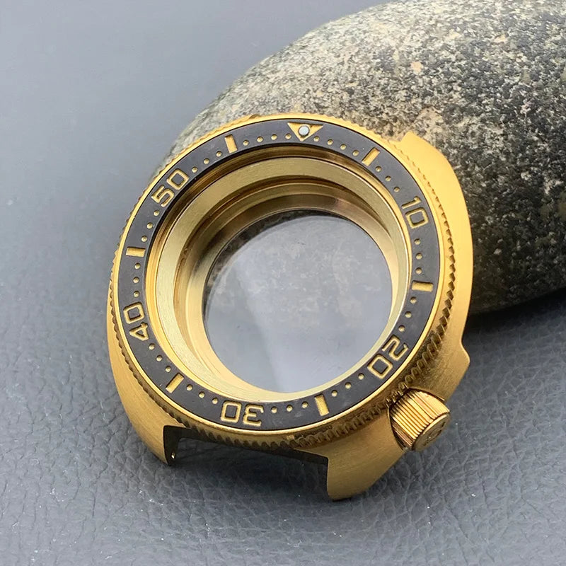 PVD Gold Turtle Abalone Watch Case 6105 6309 Crown at 4.1 Fit NH35 NH36 Movement 200m Waterproof Resistance Diving Men's Watch Case