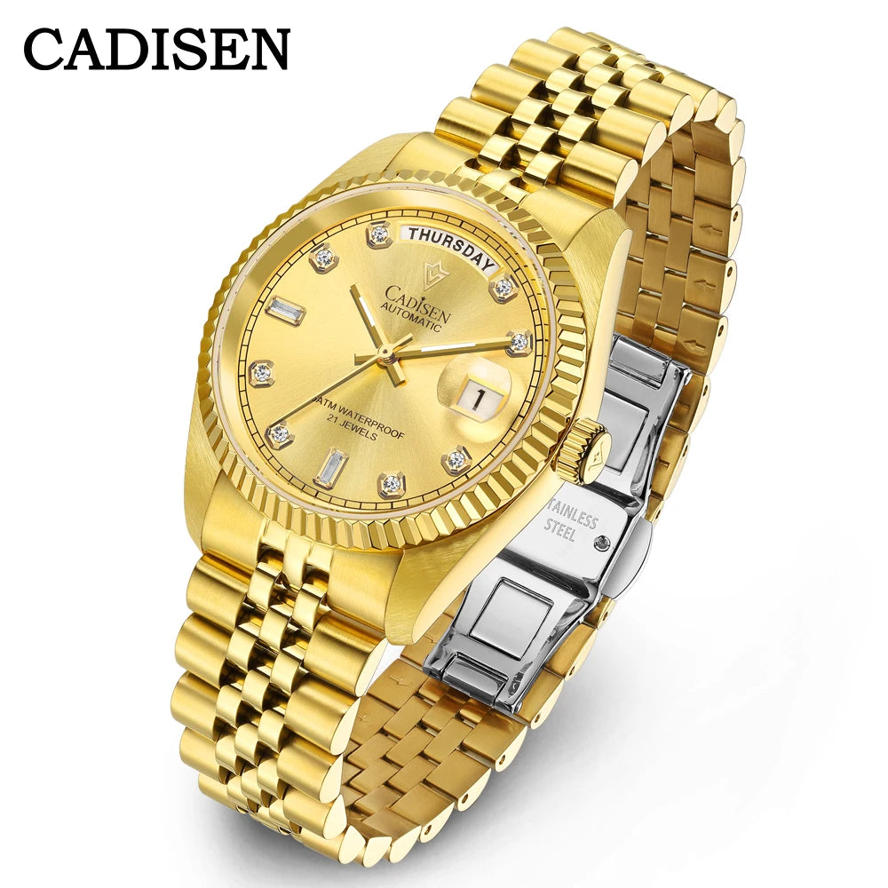 Cadisen C8228 DD38 Watch Diamond Dial MIYOTA 8285 AR Sapphire Crystal luminous 38MM 5Bar