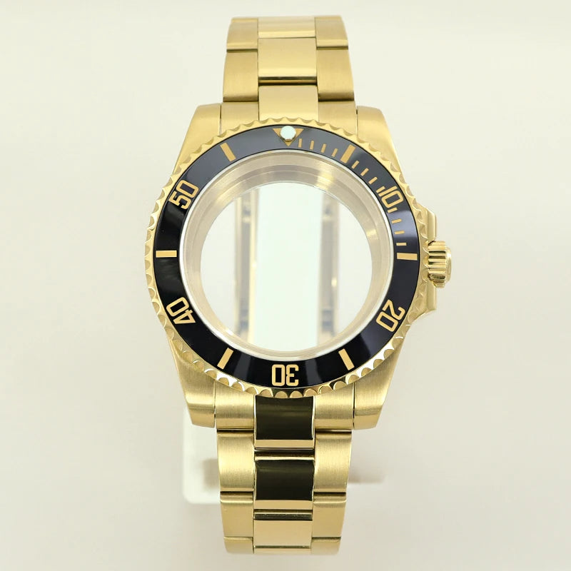 40MM PVD Gold Submariner Watch Case GMT Yacht Master Polish Strap Sapphire Glass For NH35 NH36 NH34 NH38 Miyota 8215 Eta 2824 GMT SUB Yacht 20ATM waterproof
