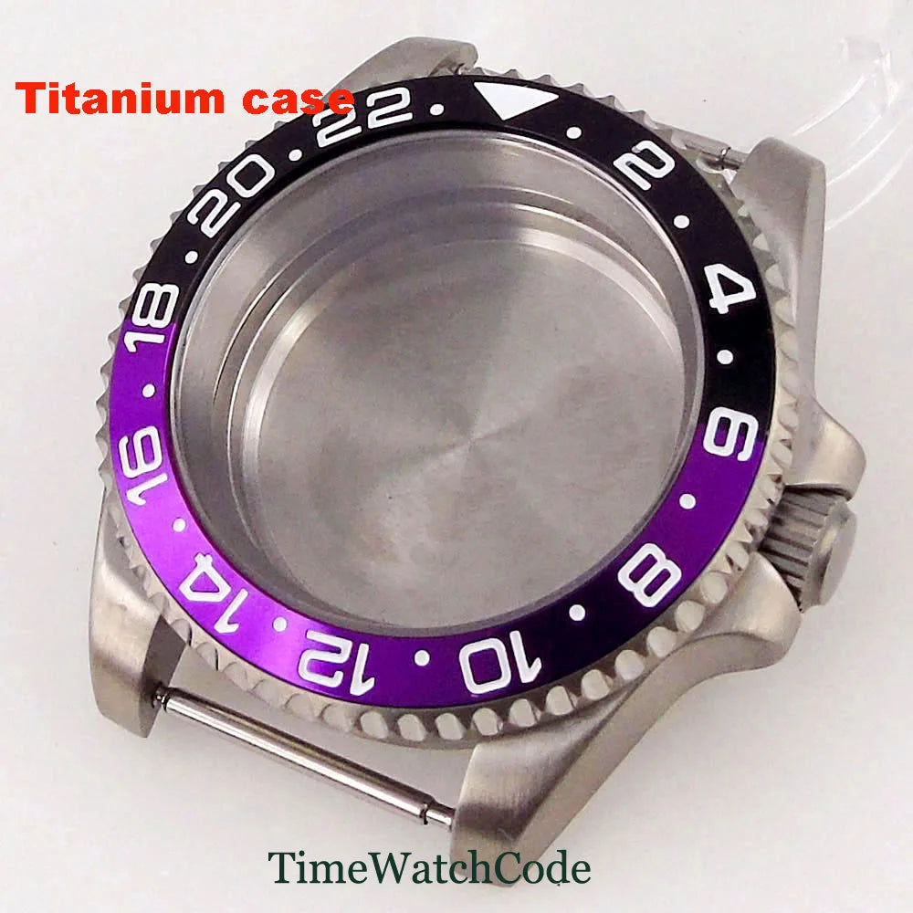 Titanium Watch Case 40mm Sub Diver  200m Waterproof Fit for NH35 NH36 ETA2824 PT5000 Antiallergry Sapphire Crystal Screw-in Crown