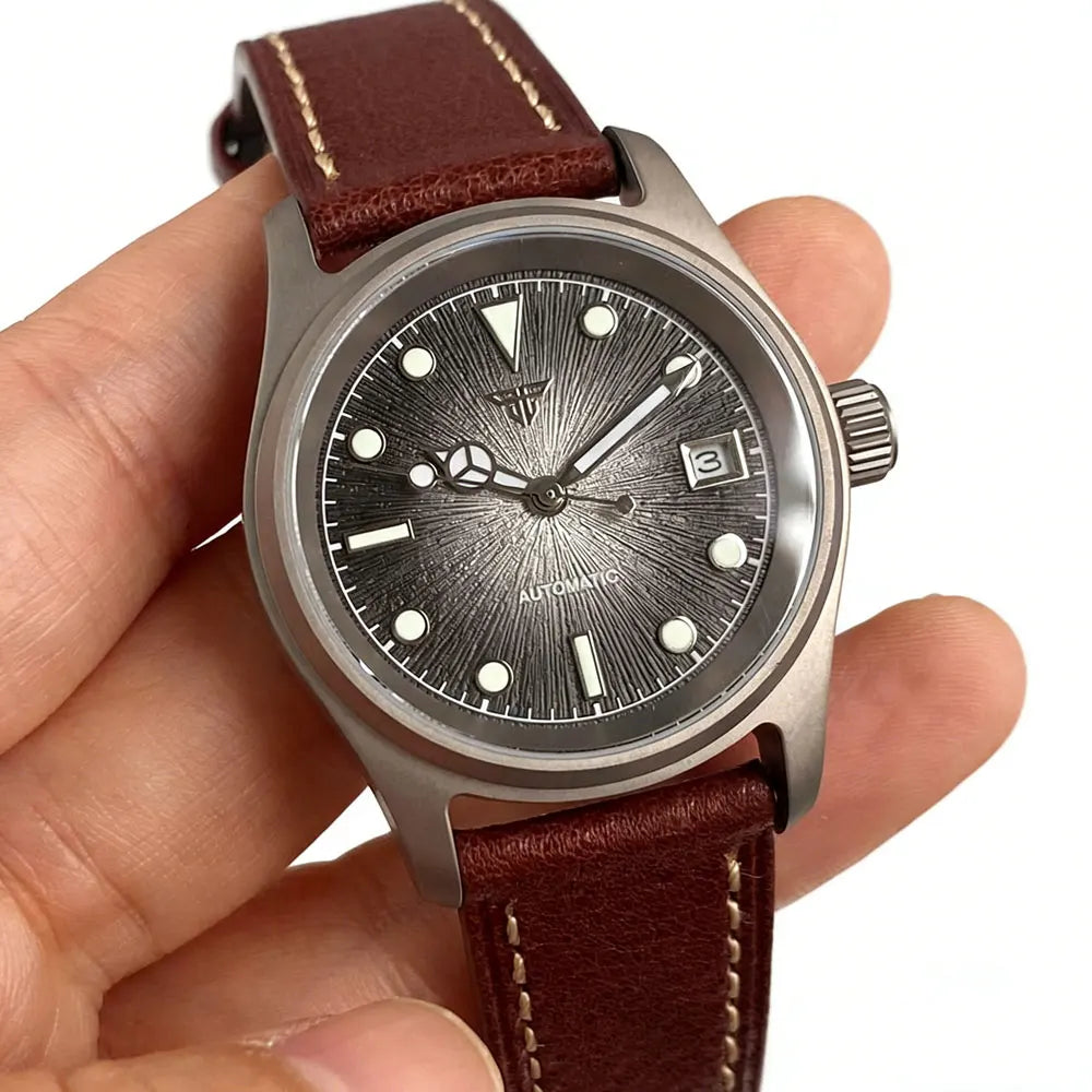 36mm Titanium Pilot Watch Tandorio TD140T Texture Dial Miyota 8215 NH35 PT5000 Automatic 20ATM Sapphire