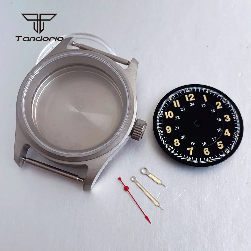 36mm Titanium Watch Case+29mm Dial+Hands Pilot Wristwatch Parts Fit NH35 NH36 ETA2824/2836 PT5000 ST2130 Miyota8215 8205 821A