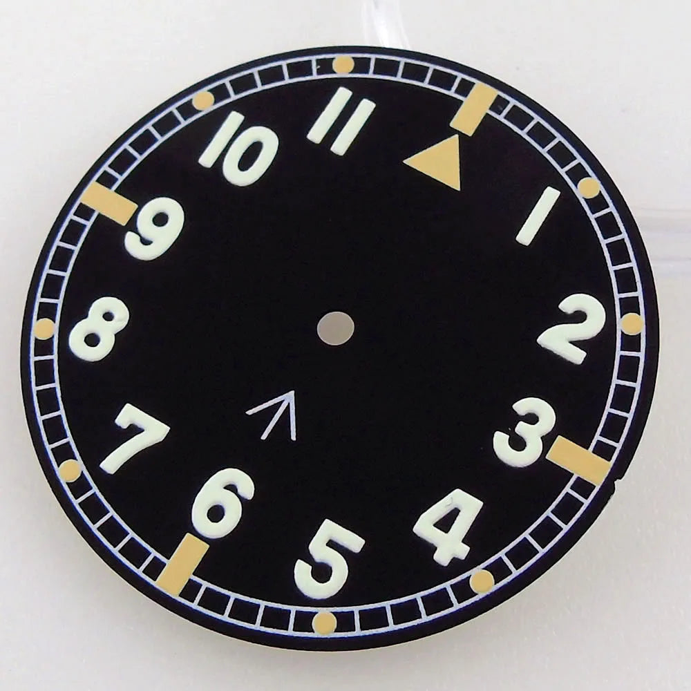 33.5mm Black Watch Dial Fit For NH34 NH36 NH35 Automatic Movement Arabic Numerals