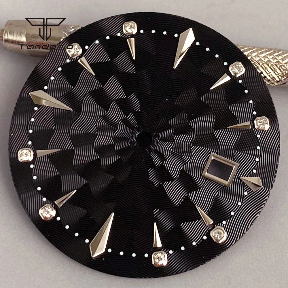 35mm Watch Dial Multicolor Texture Face Date Window Fit NH35 Automatic Watches Sword Hands Set Wristwatch Accessories Mod Parts