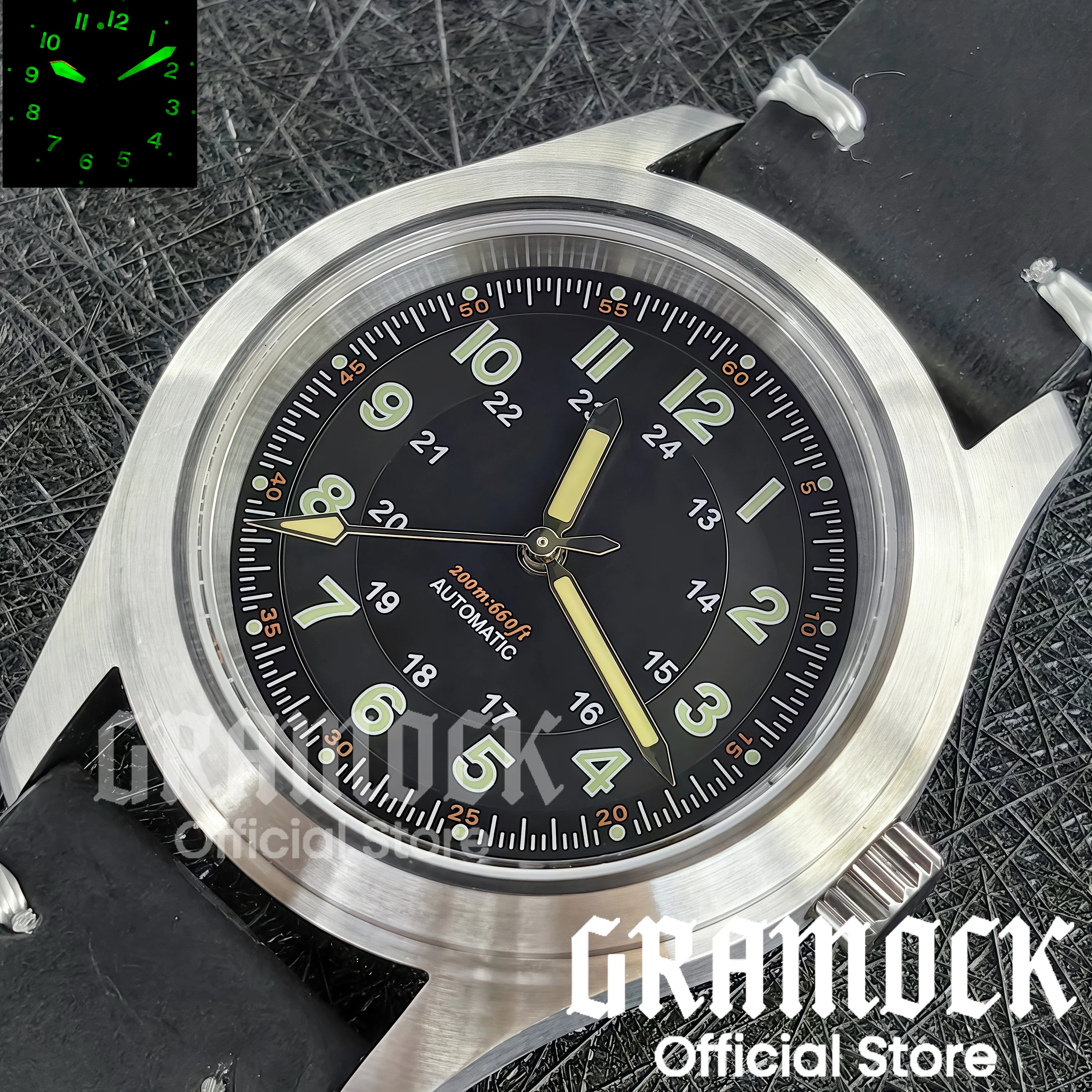 Gramock Classics Sterile 29mm Pilot Black Watch Dial Part for NH35/36 ETA PT5000 Miyota Mingzhu DG ST2130 Movement Part Hand Set