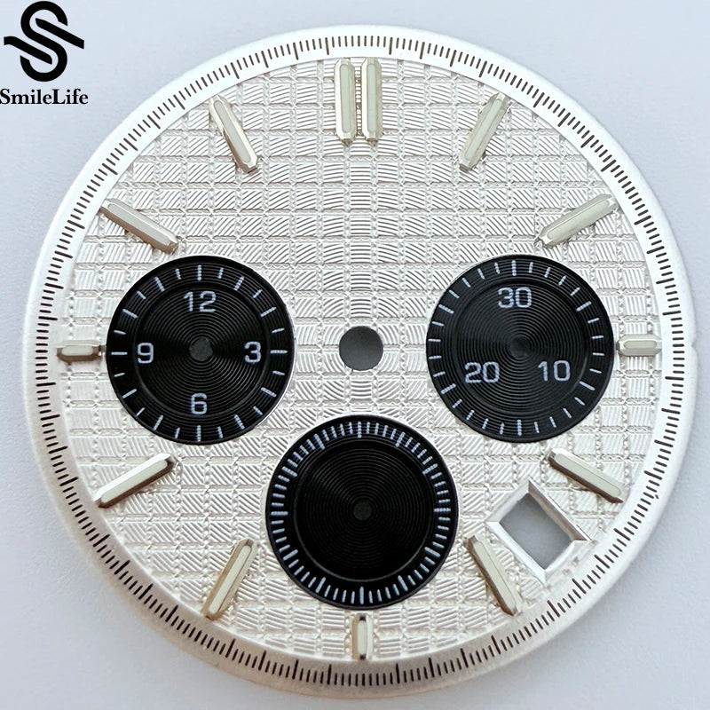 31.8mm Royal Oak Dial Green Luminous Chronograph Dial Suitable Fit VK63 Quartz Movement modified Watch Parts Accessory 3 Eyes