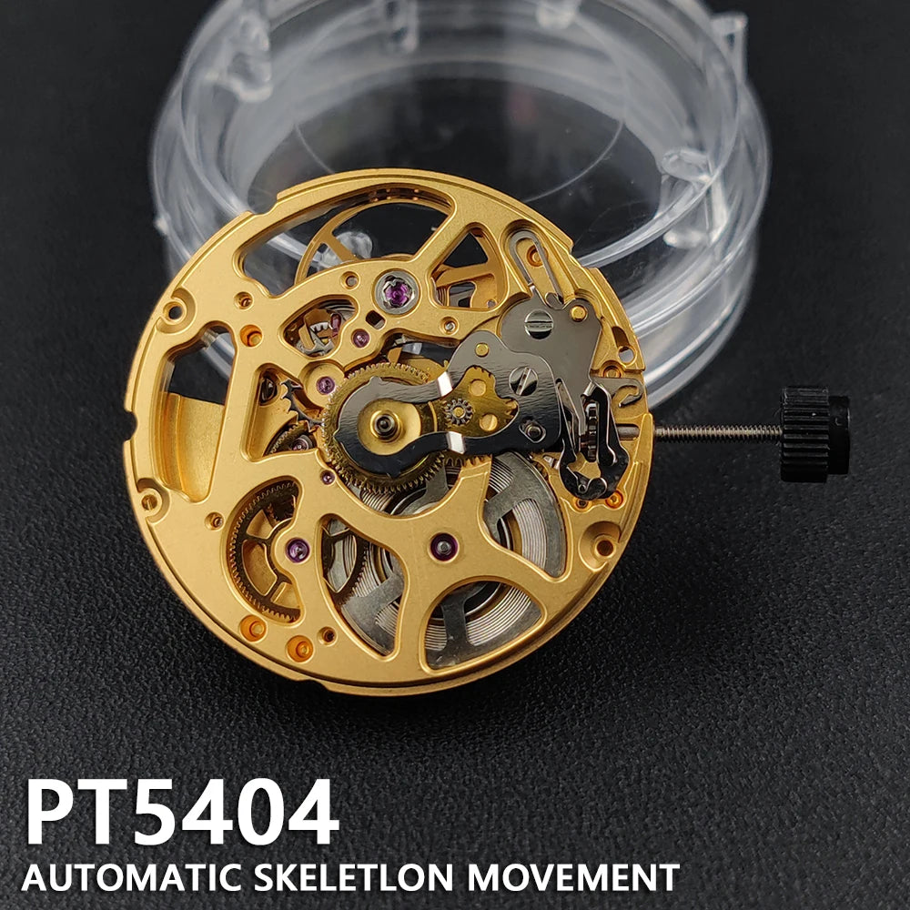 Genuine HK PT5404 Automatic Mechanical Movement Gold Skeleton Self-winding High Quality Golden Silver Version