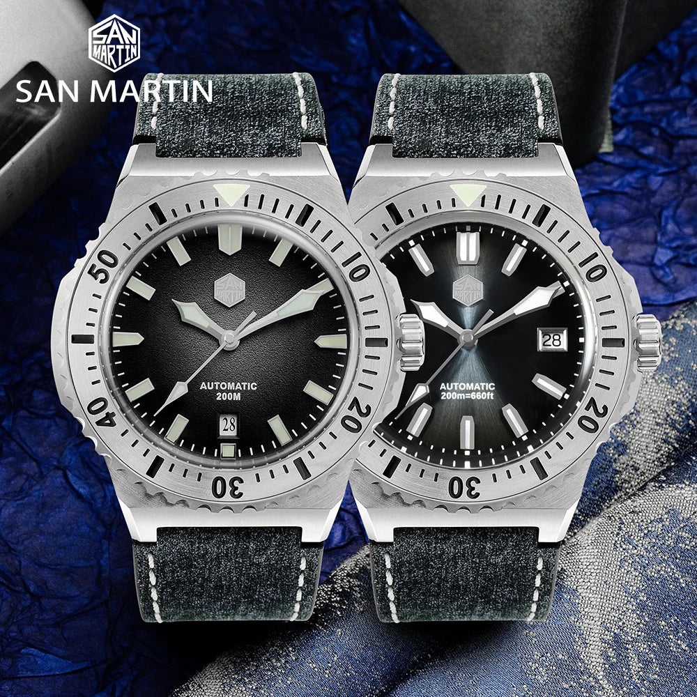 San Martin Diver SN0055G 42mm PT5000 SW200 Automatic Watch AR Sapphire 20Bar BGW-9 Lume