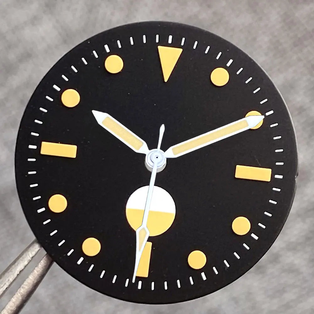 Non-Radiation 50-FATHOMS Watch Dial Parts 29mm for NH35 PT5000 Green Luminous Case Parts Sterile Nologo Hand Set for Dive Watch