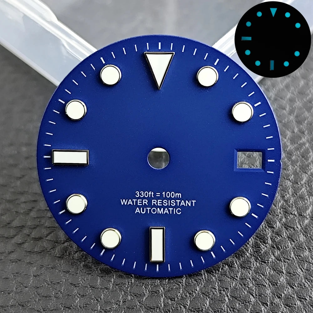 28.5mm blue lume NH35 NH34 Dial Single Calendar Submariner style with Hands Watches accessory