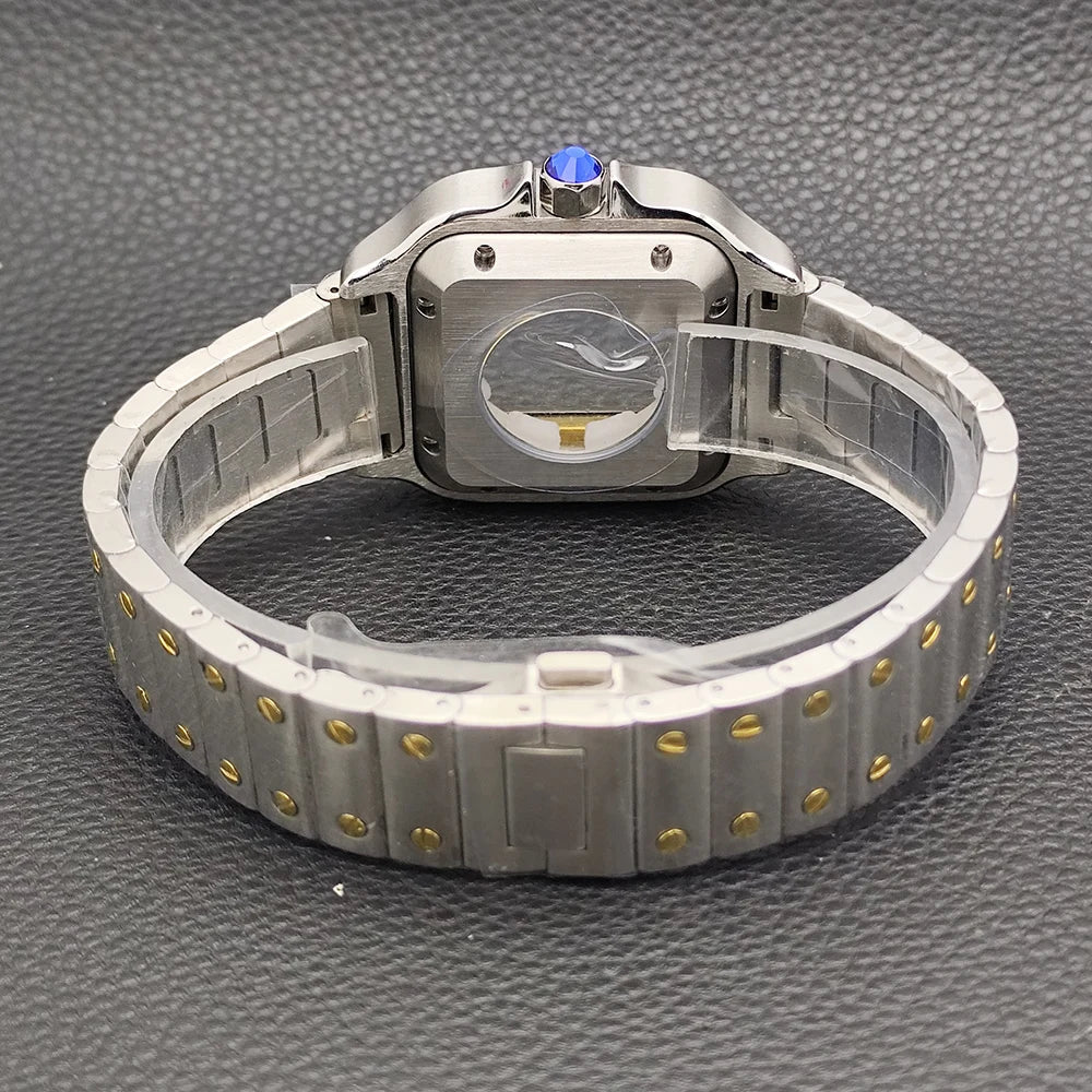 33mm Santos Watch Case For Women Small Size NH05 AUTOMATIC Stainless Steel Square Sapphire 5Bar