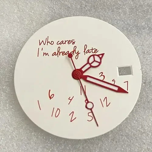 New Log Modified Watch Face 28.5mm DIY Watch Dial Fits NH35/4R36 Movement Who Cares Lt's Already Late Watch Accessories
