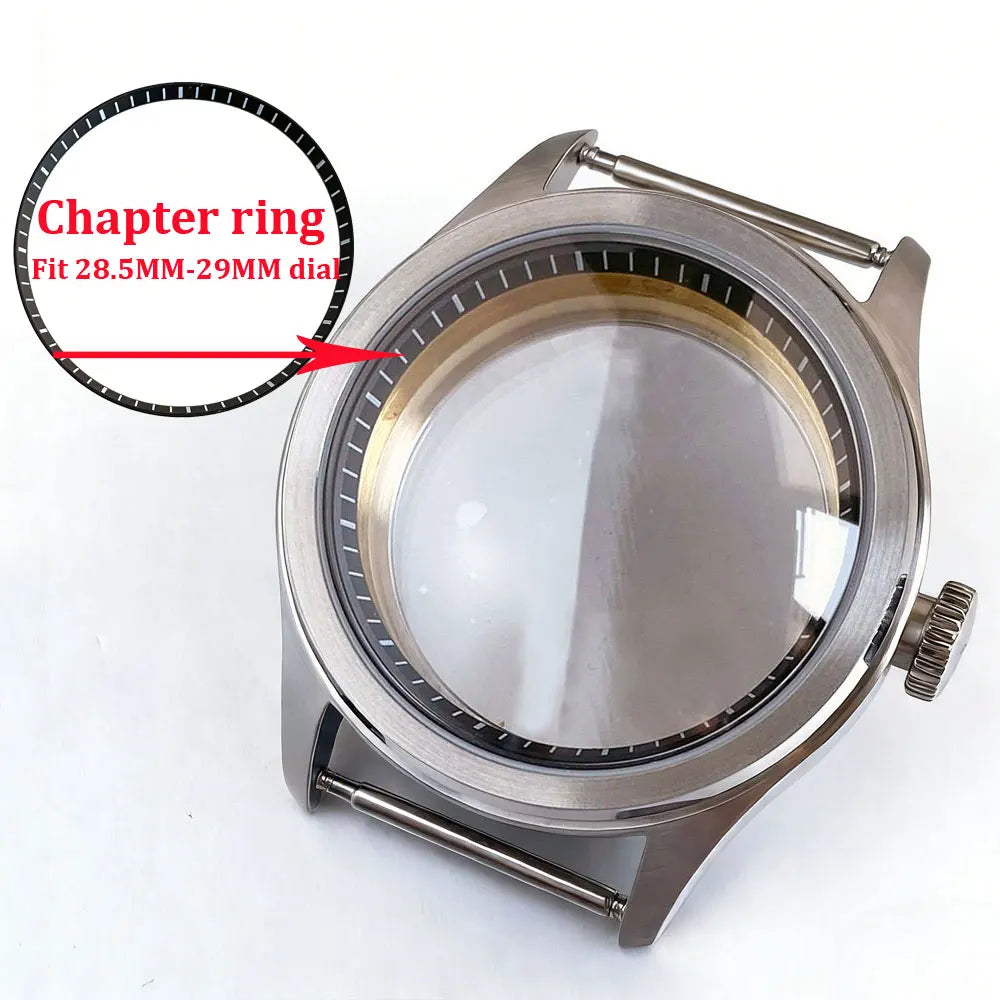 38mm pilot Watch case Sapphire 316 Stainless Steel Case Chapter ring For NH35 ETA2824 PT5000 ST2130