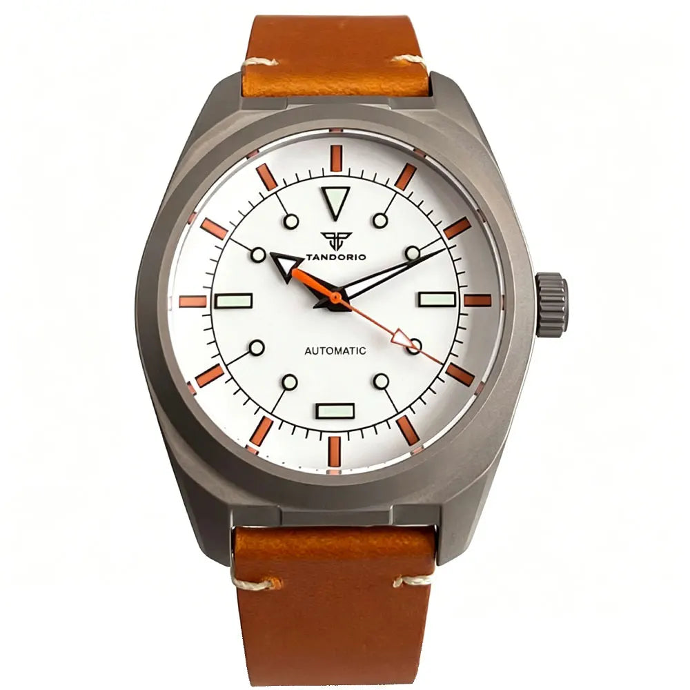 40mm Titanium Pilot Watch Tandorio TD701 Automatic MIYOTA 8215 PT5000 Luminous Sapphire Glass 10ATM