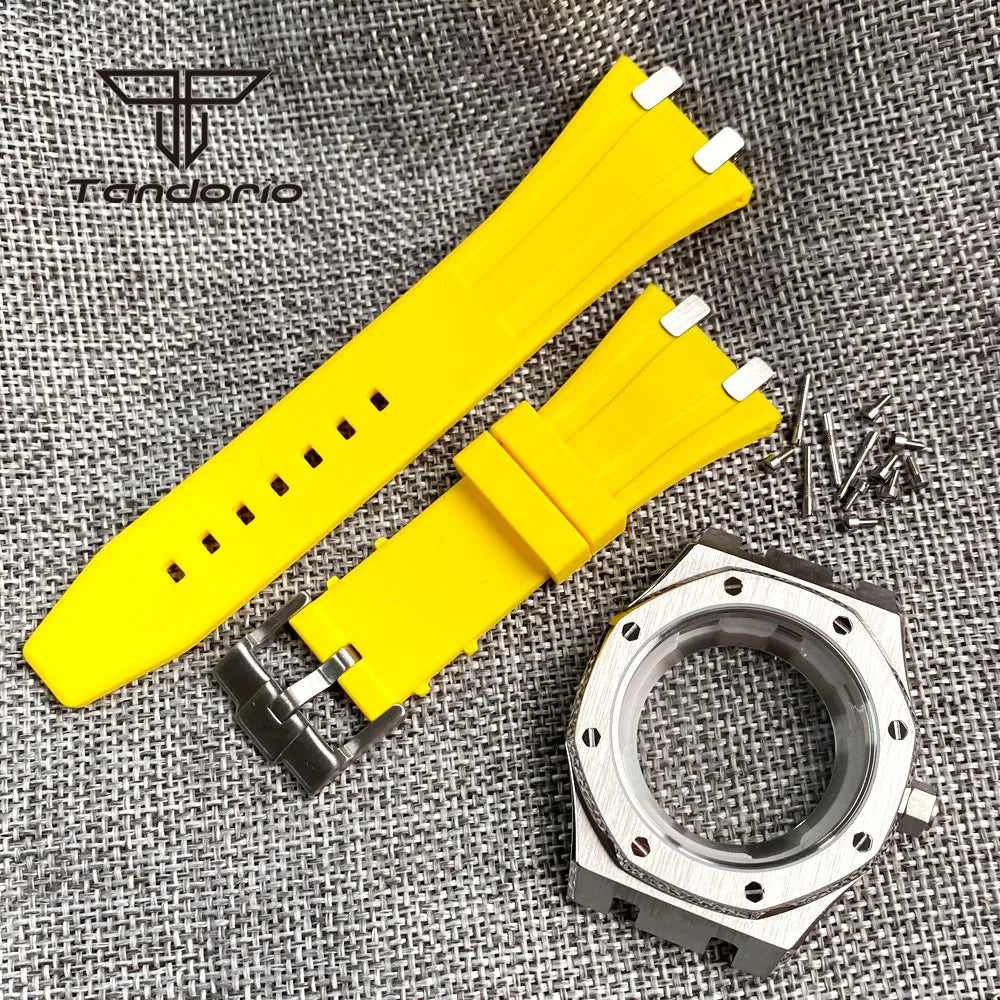 42mm Royal Oak AP Case Stainless Steel Brushed Octagon Watch Case Bracelet Glass Back Chapter Ring Sapphire Glass Fit NH35 NH36 Automatic Movement