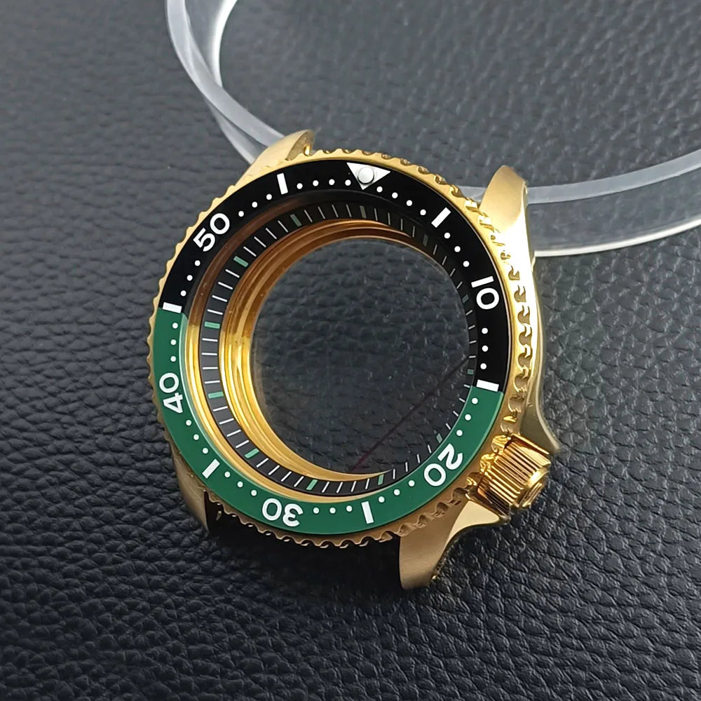 Gold Skx007 Case Mod For NH35 42mm 316 Rose Gold Steel Case Fit NH35 NH36 Movement/Dial Case Plane Sapphire Glass 22mm Strap Watch Box