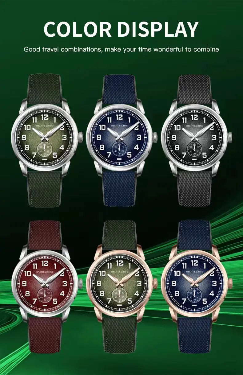 38mm Vintage ST1701 Pilot Watches Specht & Söhne Sapphire Crystal Super C3 Luminous 50ATM