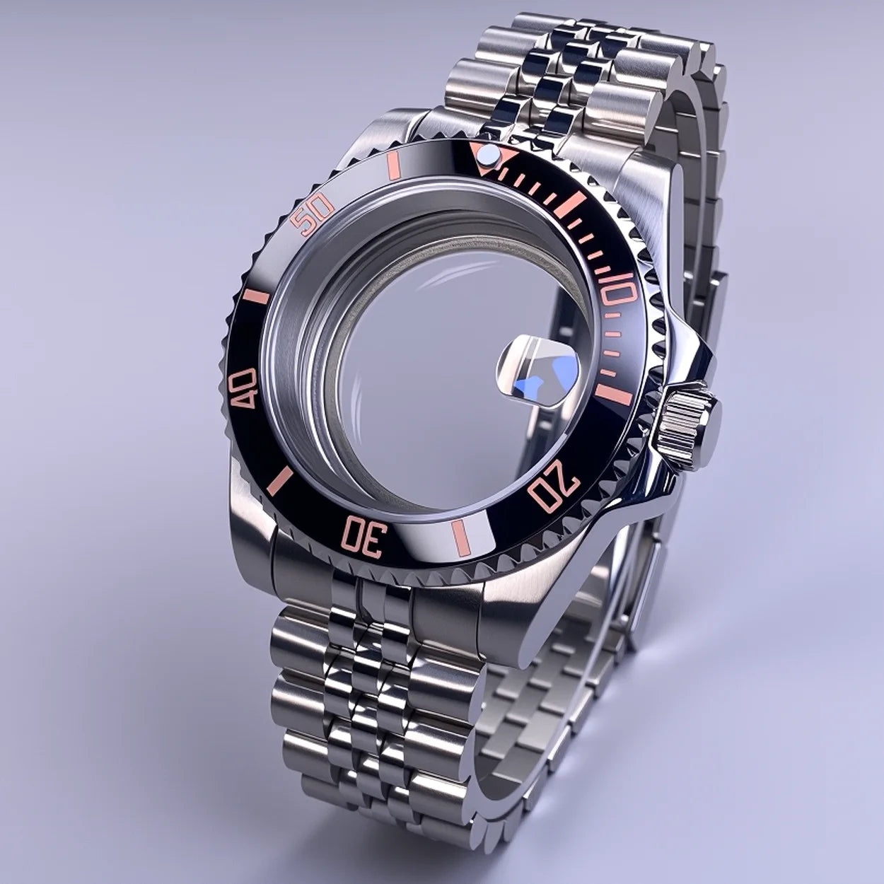 40mm SUB Case NH35 Sliver with Sapphire Crystal 120 Click Compatible with NH34/NH35/NH36 Movements Water-Resistant 28.5mm Dial