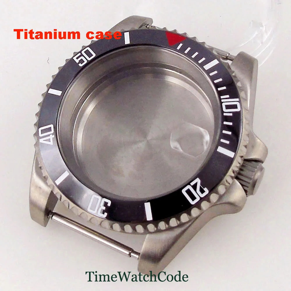 Titanium Watch Case 40mm Sub Diver  200m Waterproof Fit for NH35 NH36 ETA2824 PT5000 Antiallergry Sapphire Crystal Screw-in Crown
