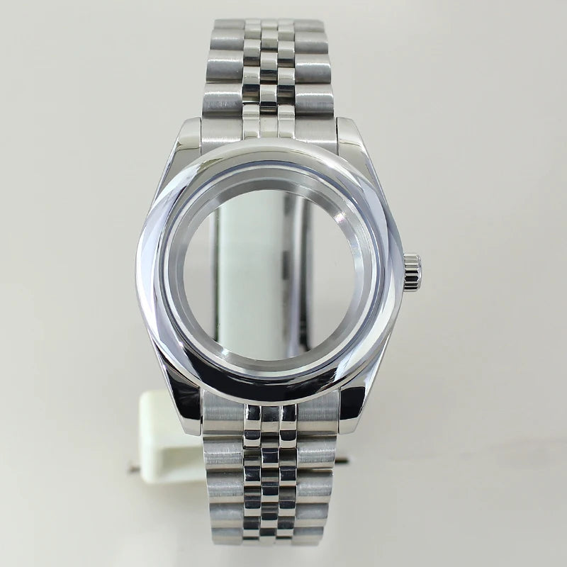 Two Tone Round Edge Watch Case 39mm 36mm Sapphire Crystal Glass For Seiko NH35 NH36 NH38 NH34 Miyota 8215 Movement Presidential Bracelet