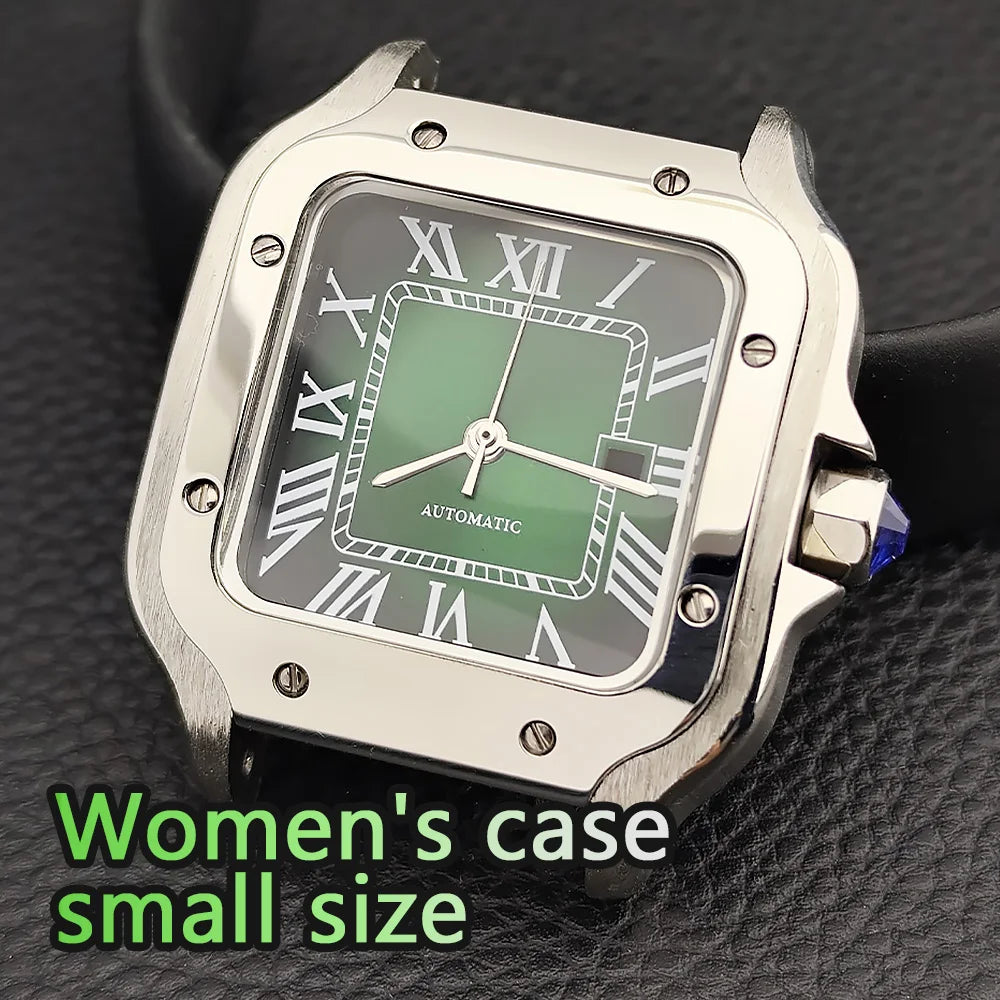 33mm Santos Watch Case For Women Small Size NH05 AUTOMATIC Stainless Steel Square Sapphire 5Bar