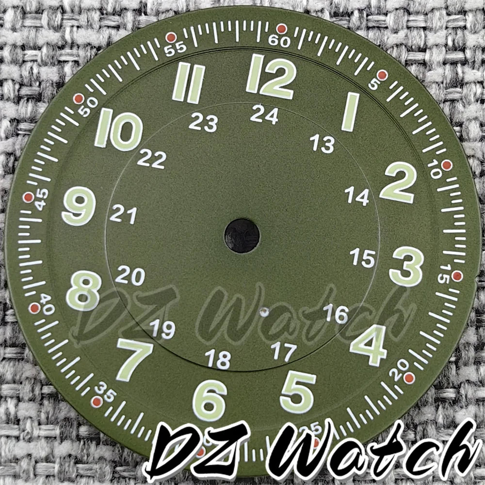 NH35 New 29mm Black/White/Green/Blue Pilot Style Watch Dial Face Set Arabic Numerals Fit NH36 ETA2824 PT5000 Automatic Movement