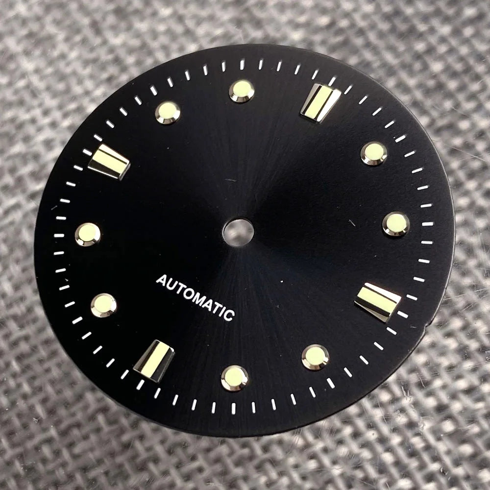 Non-Radiation 50-FATHOMS Watch Dial Parts 29mm for NH35 PT5000 Green Luminous Case Parts Sterile Nologo Hand Set for Dive Watch