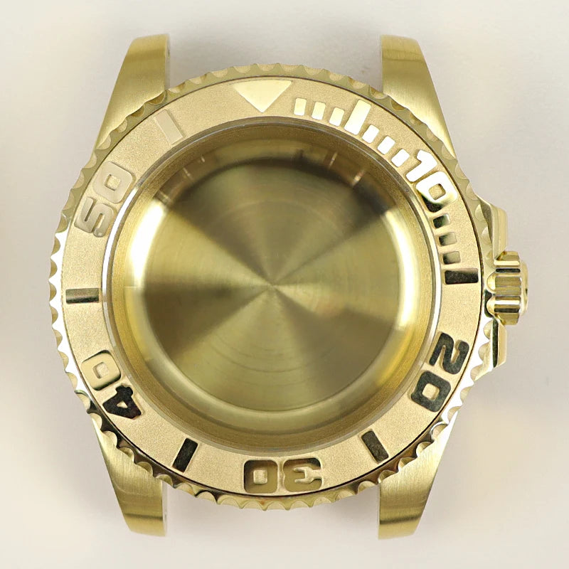 40MM PVD Gold Submariner Watch Case GMT Yacht Master Polish Strap Sapphire Glass For NH35 NH36 NH34 NH38 Miyota 8215 Eta 2824 GMT SUB Yacht 20ATM waterproof